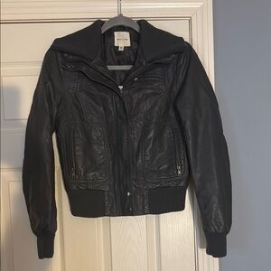 Women's Gray Faux Leather Jacket